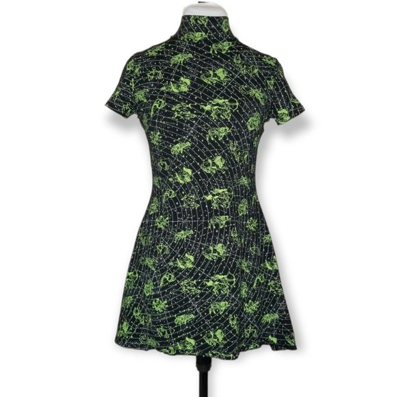 Dolls Kill Horoscopez Constellation Mini Dress Short Sleeve Mock Neck Zodiac - Picture 2 of 9